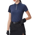 GoPlayer女立領高爾夫短袖(藏青)