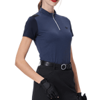 GoPlayer女立領高爾夫短袖(藏青)