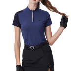 GoPlayer女立領高爾夫短袖(藏青)