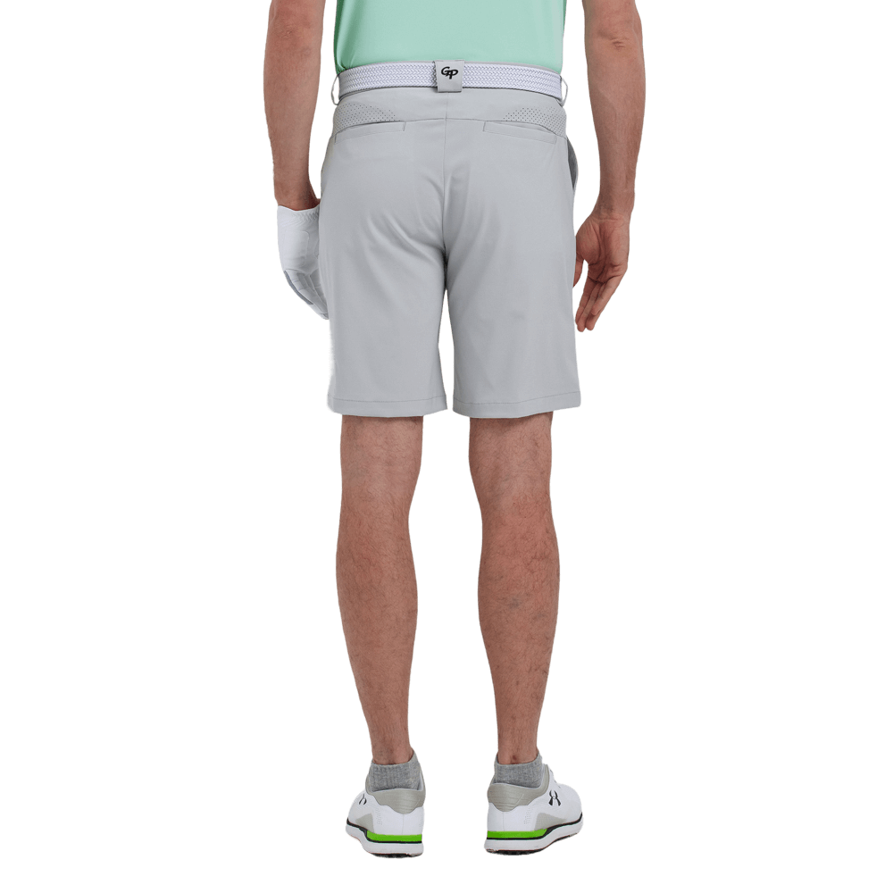 GoPlayer Men's Perforated Breathable Golf Shorts (Light Gray)