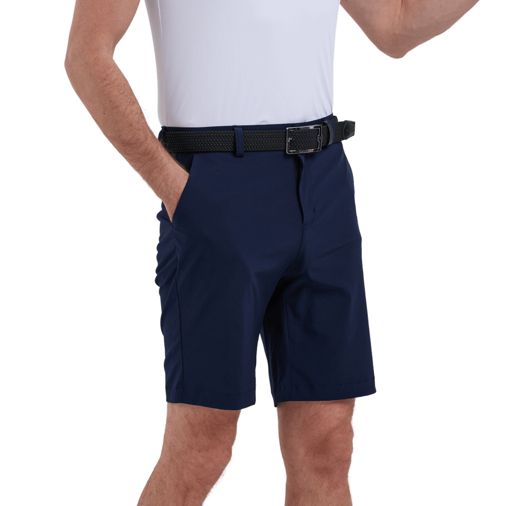 GoPlayer Men's Perforated Breathable Golf Shorts (Navy Blue)