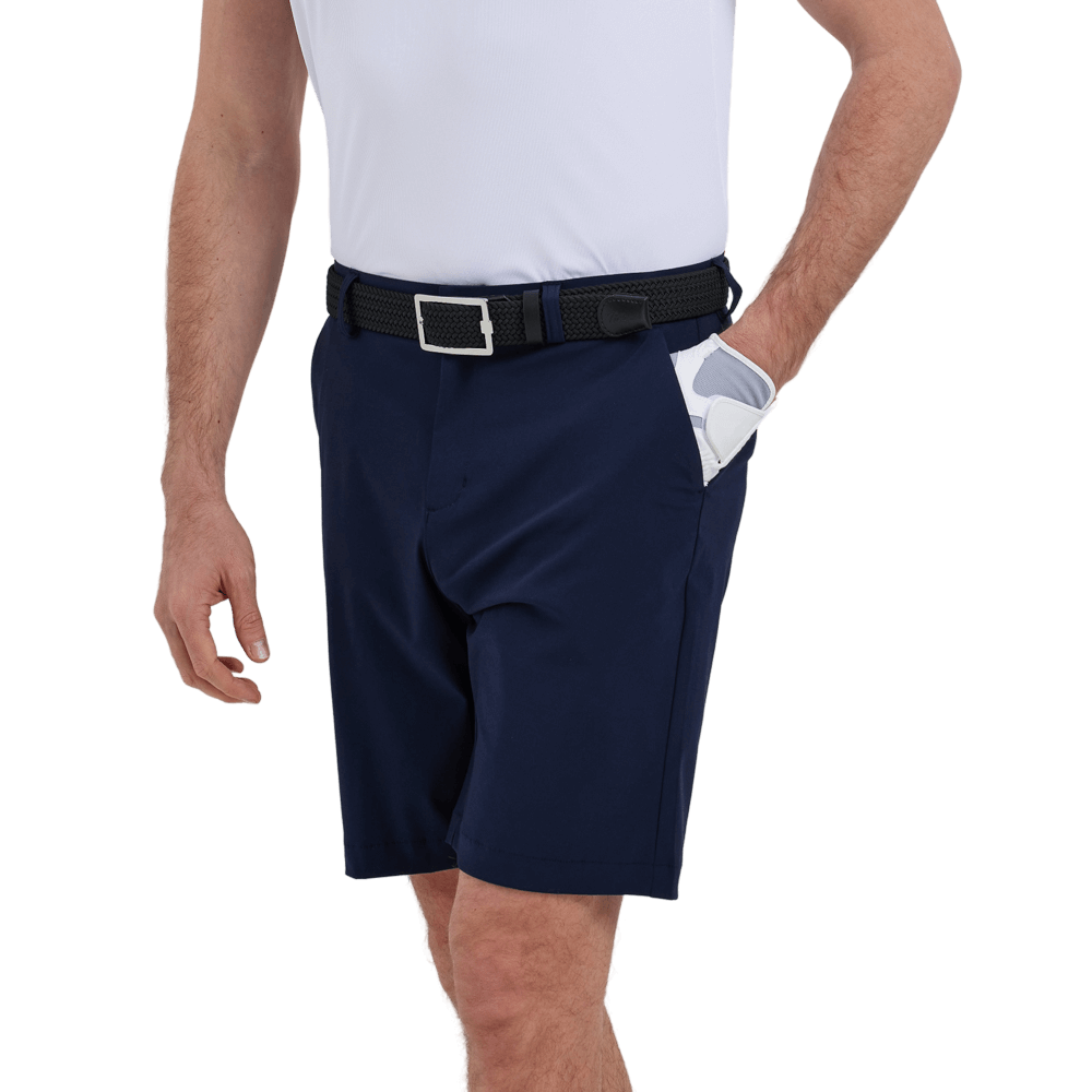 GoPlayer Men's Perforated Breathable Golf Shorts (Navy Blue)