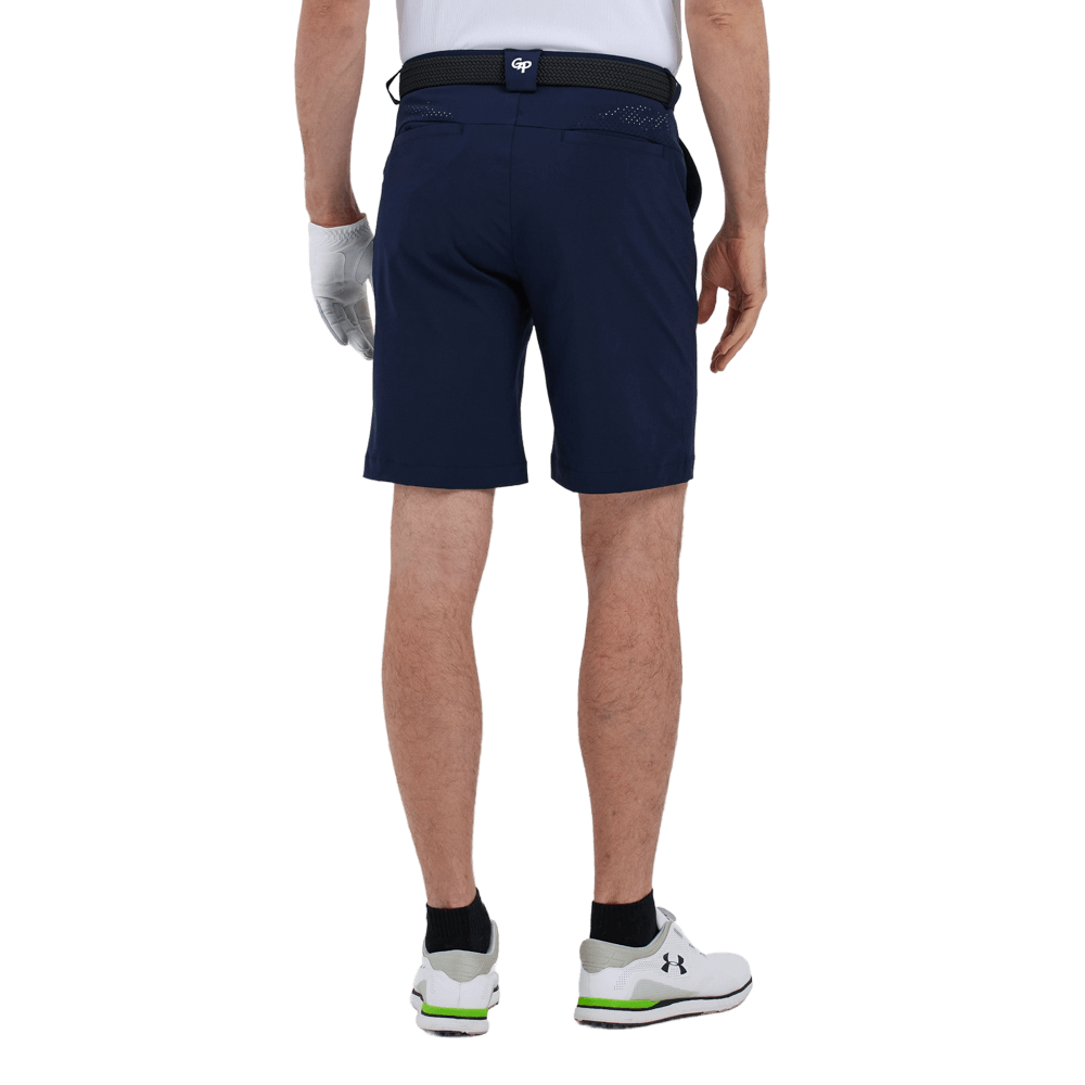 GoPlayer Men's Perforated Breathable Golf Shorts (Navy Blue)