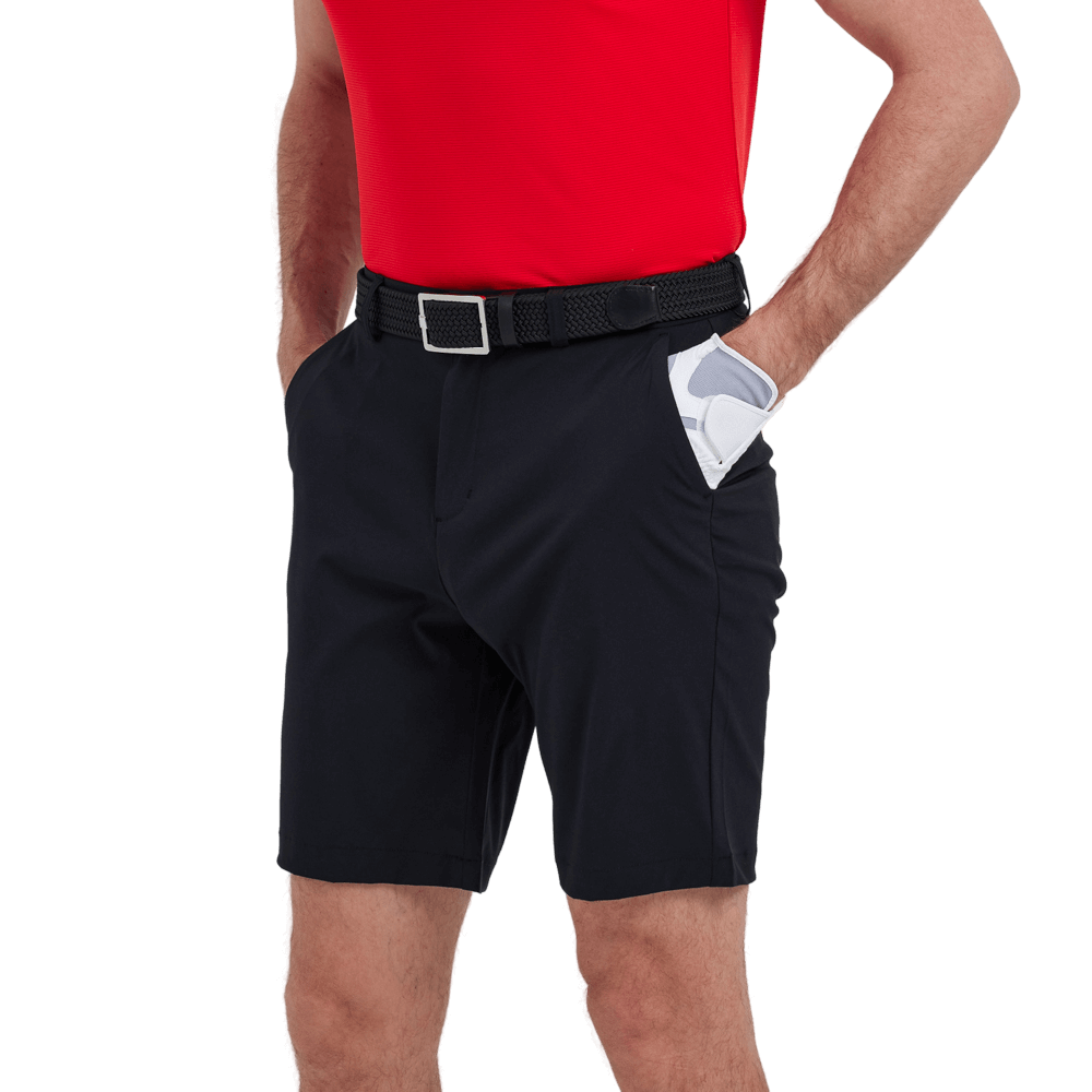 GoPlayer Men's Perforated Breathable Golf Shorts (Black)