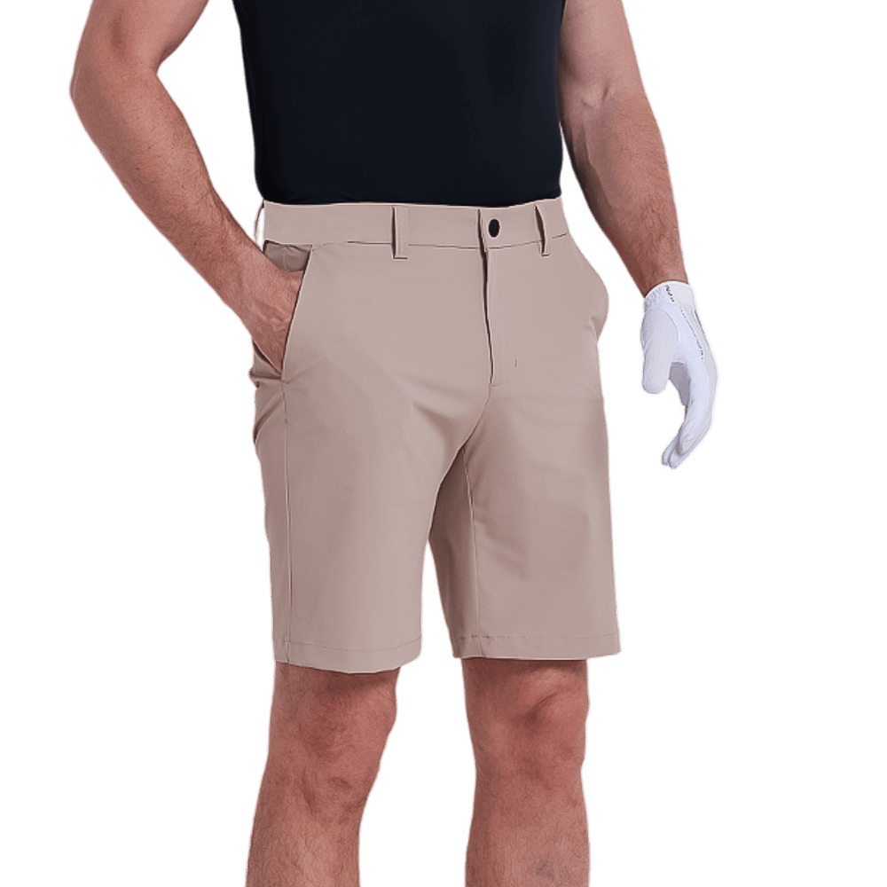 GoPlayer men's punched elastic golf shorts (light gray)