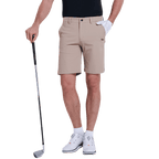 GoPlayer men's punched elastic golf shorts (light gray)