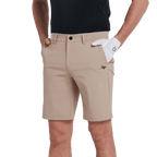 GoPlayer men's punched elastic golf shorts (light gray)
