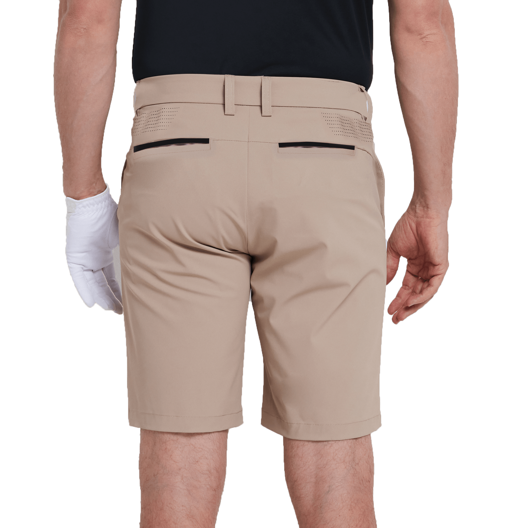 GoPlayer men's punched elastic golf shorts (light gray)