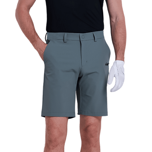GoPlayer men's punched elastic golf shorts (light gray)