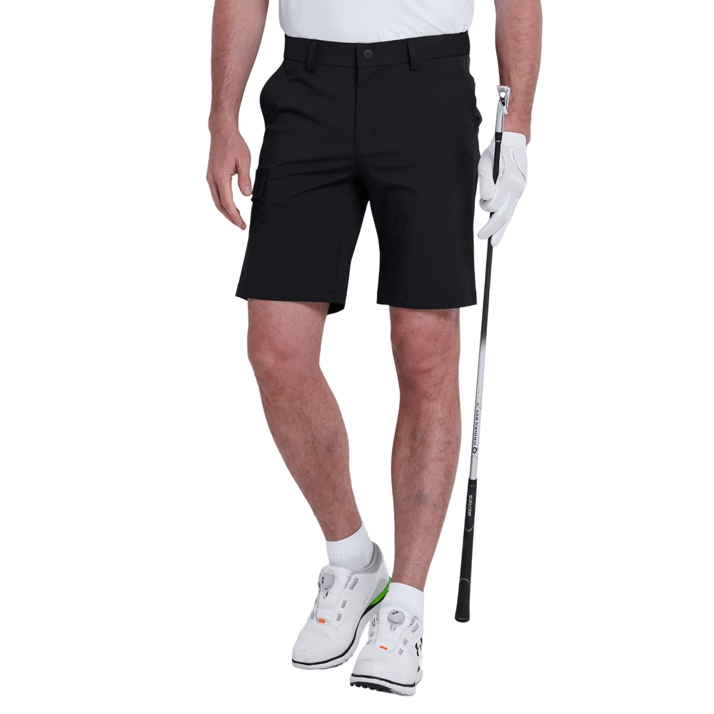 GoPlayer men's punched elastic golf shorts (light gray)