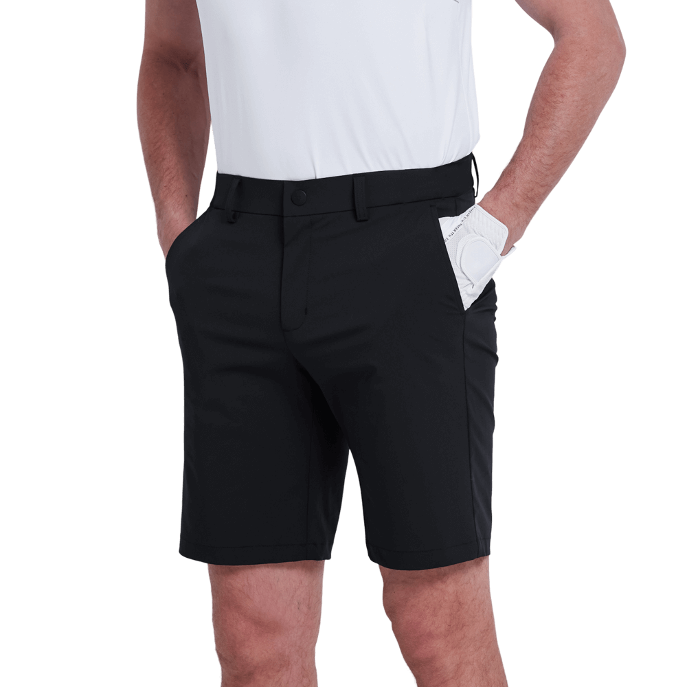 GoPlayer men's punched elastic golf shorts (light gray)