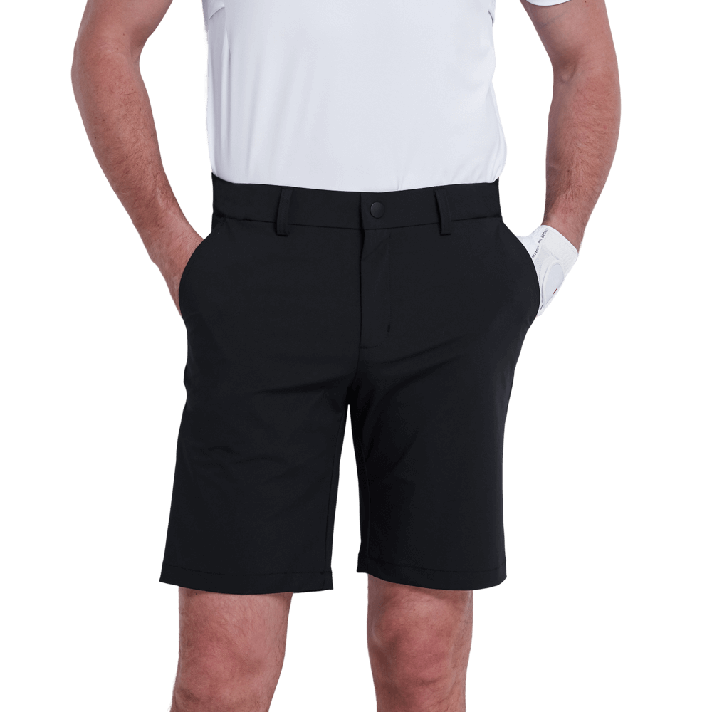 GoPlayer men's punched elastic golf shorts (light gray)