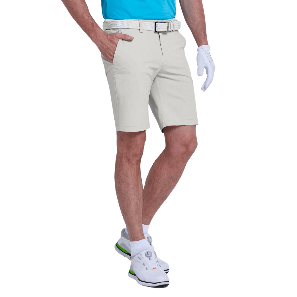 GoPlayer men's punched elastic golf shorts (light gray)