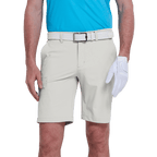 GoPlayer men's punched elastic golf shorts (light gray)