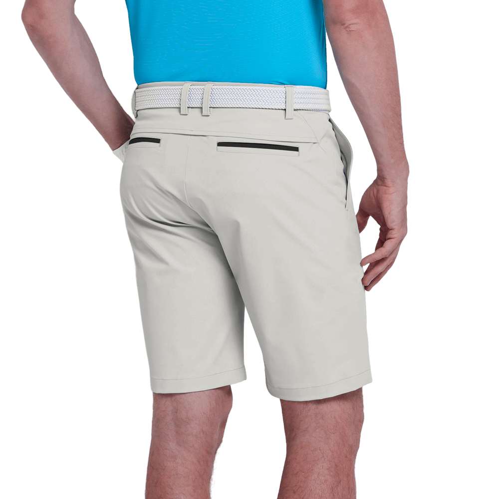 GoPlayer men's punched elastic golf shorts (light gray)