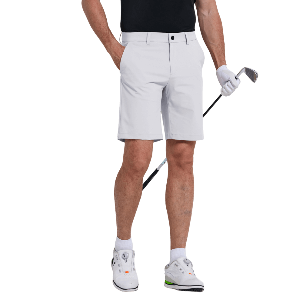 GoPlayer Men's Elastic Waist Golf Shorts (White)