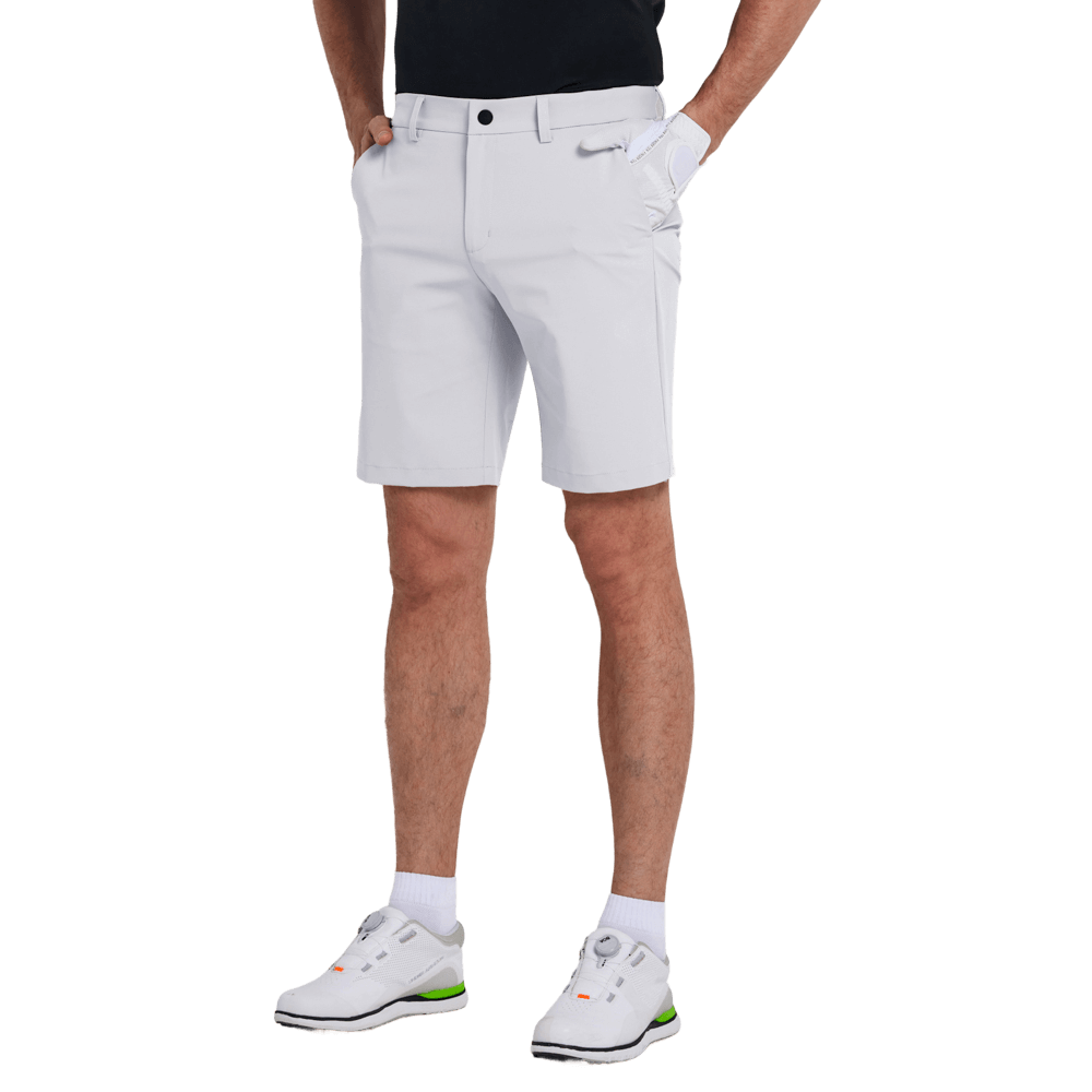 GoPlayer Men's Elastic Waist Golf Shorts (White)