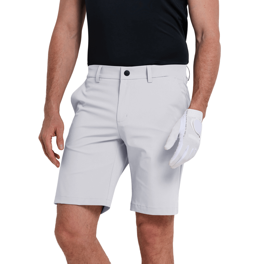 GoPlayer Men's Elastic Waist Golf Shorts (White)