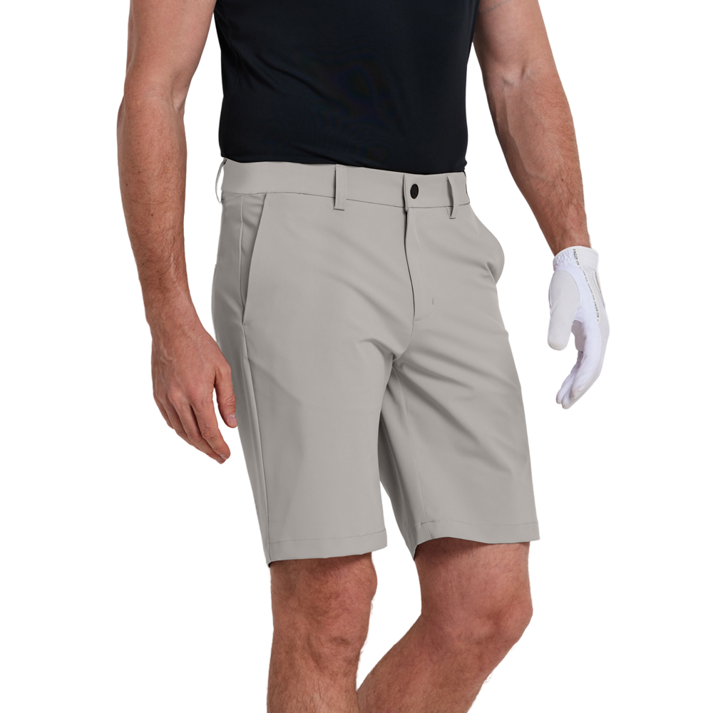 GoPlayer男彈性腰高爾夫短褲(淺灰)