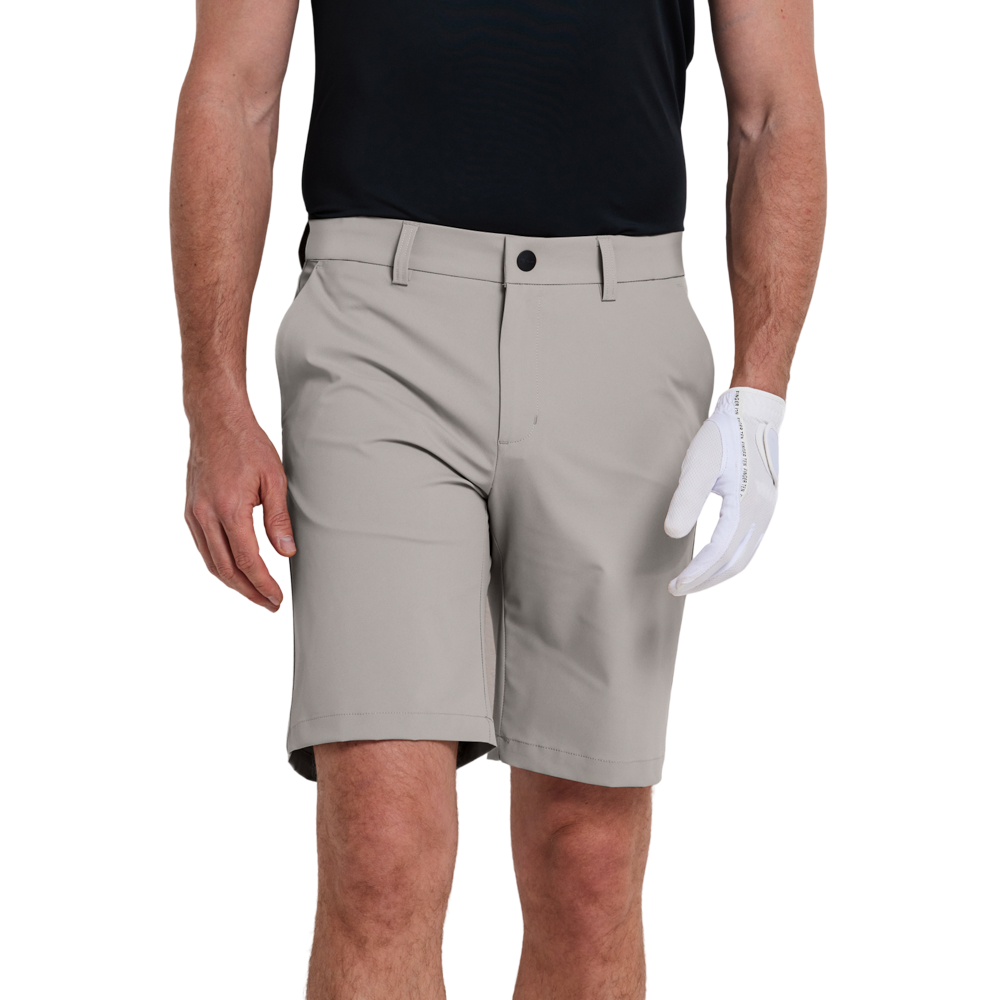 GoPlayer男彈性腰高爾夫短褲(淺灰)