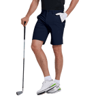 GoPlayer Men's Elastic Waist Golf Shorts (Navy Blue)