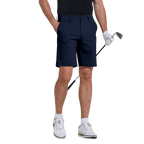 GoPlayer Men's Elastic Waist Golf Shorts (Navy Blue)