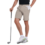 GoPlayer男彈性腰高爾夫短褲(卡其)