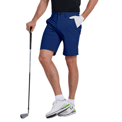 GoPlayer Men's Elastic Waist Golf Shorts (Gray Blue)