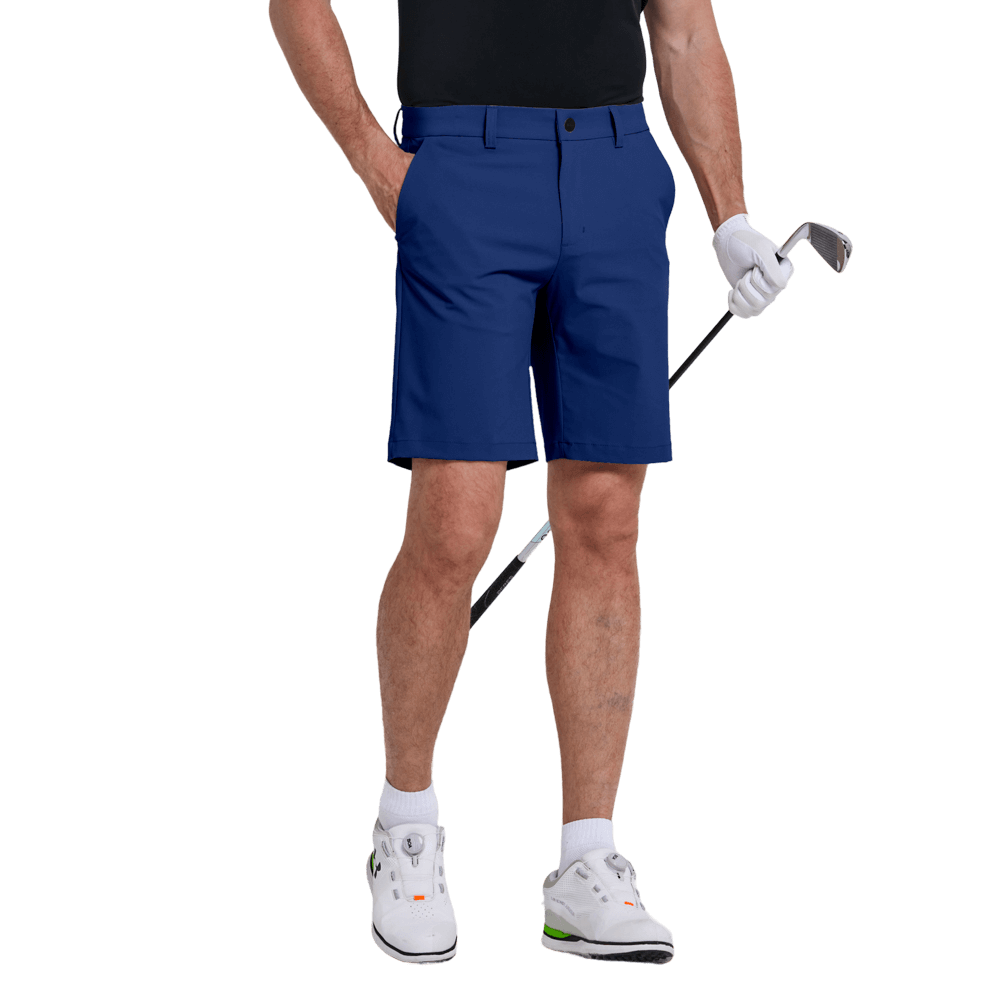 GoPlayer Men's Elastic Waist Golf Shorts (Gray Blue)