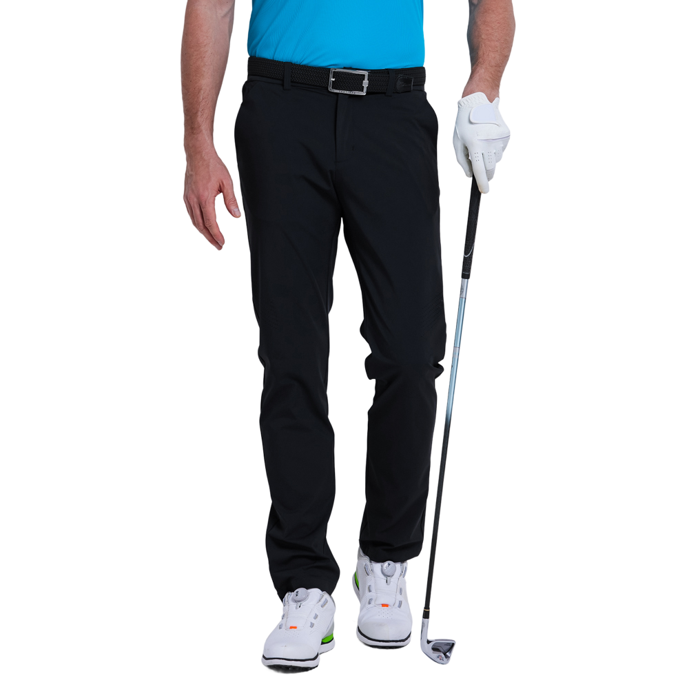 GoPlayer男彈性腰冲孔高爾夫長褲(黑)