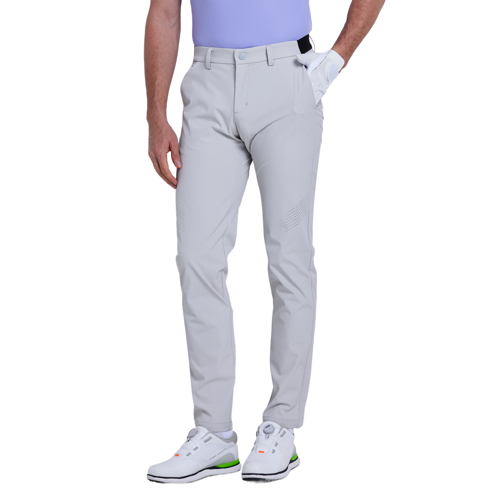 GoPlayer男彈性腰冲孔高爾夫長褲(冷灰)