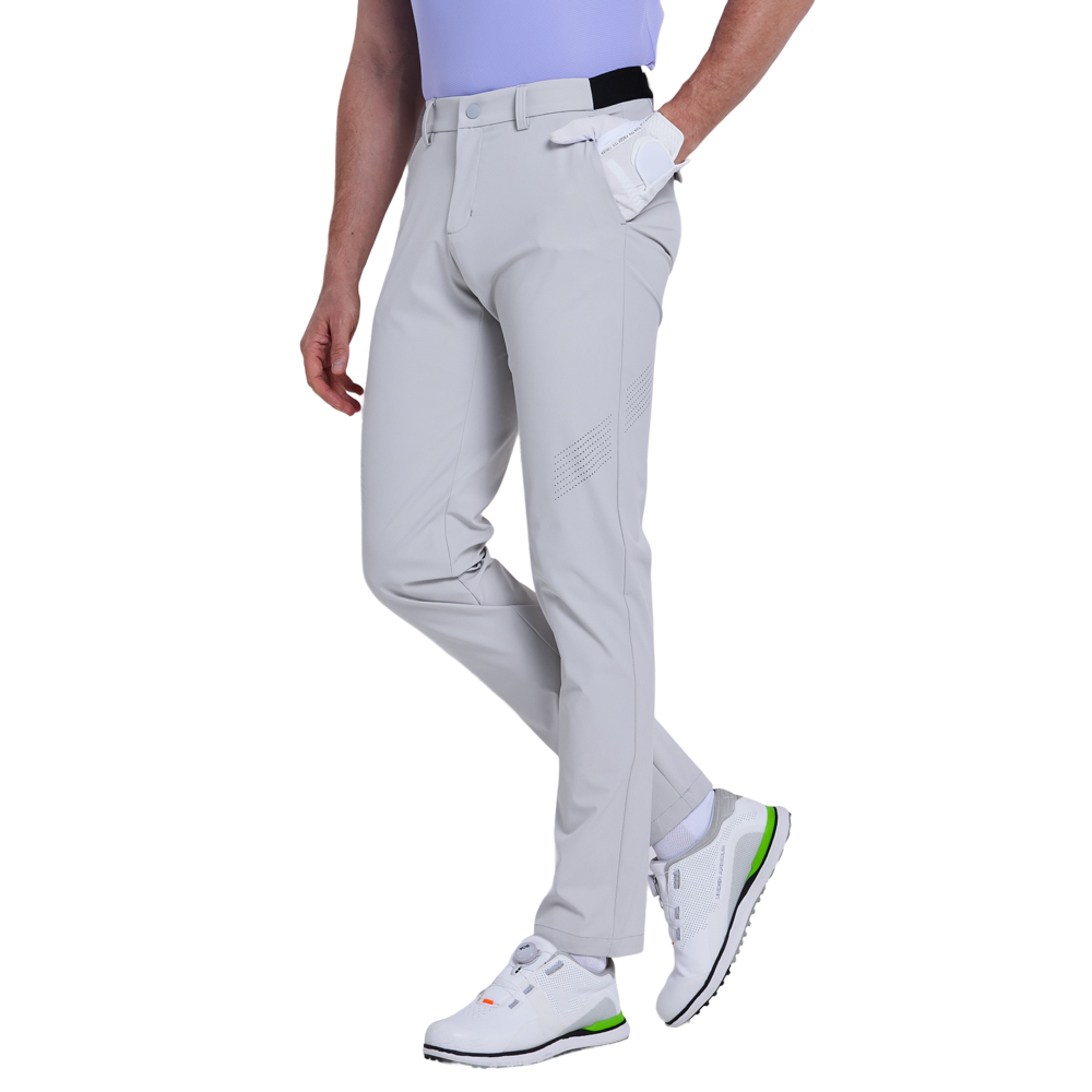 GoPlayer男彈性腰冲孔高爾夫長褲(冷灰)