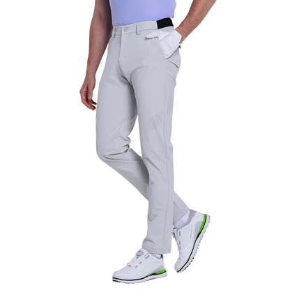 GoPlayer男彈性腰冲孔高爾夫長褲(冷灰)