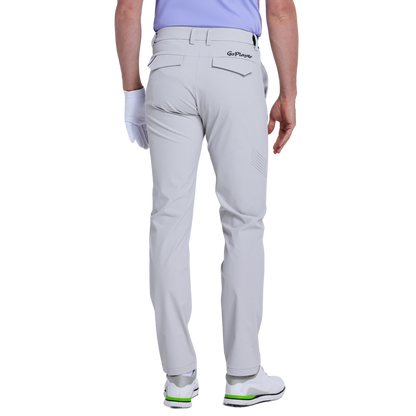 GoPlayer男彈性腰冲孔高爾夫長褲(冷灰)