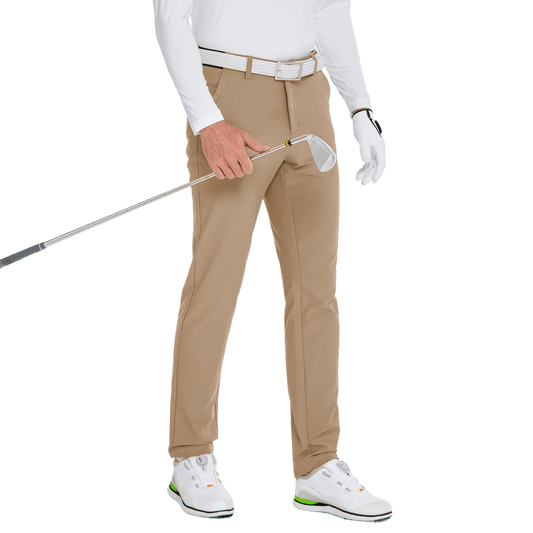 GoPlayer男秋冬彈力腰高爾夫長褲(卡其)