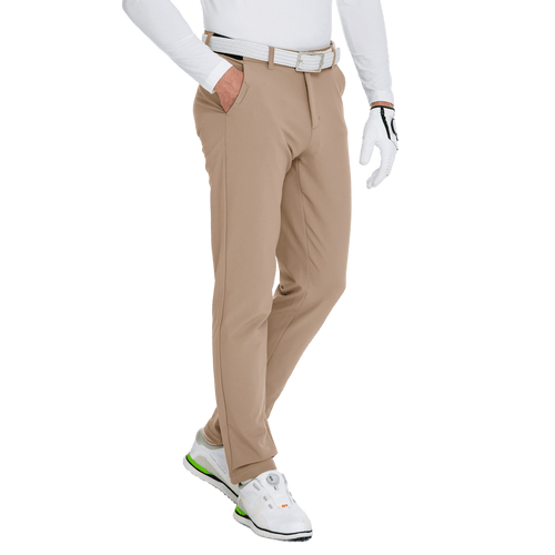 GoPlayer男秋冬彈力腰高爾夫長褲(卡其)