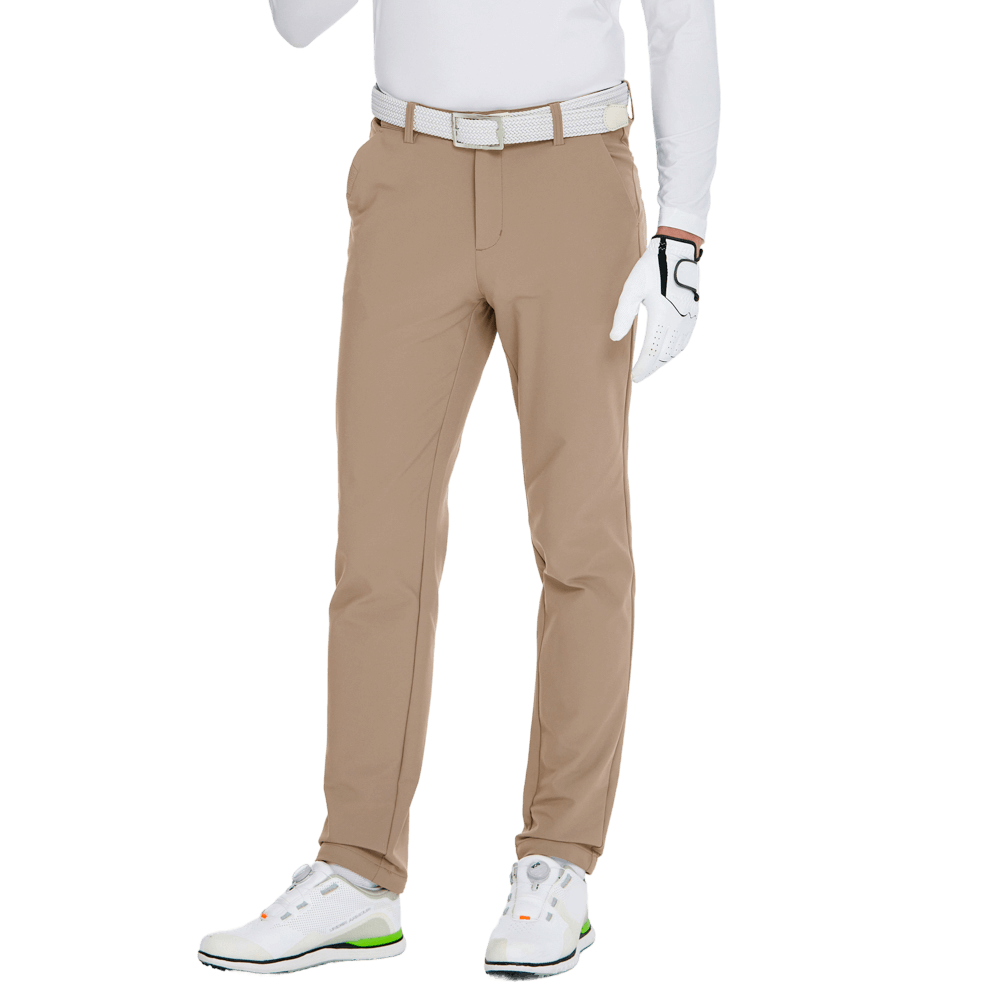 GoPlayer男秋冬彈力腰高爾夫長褲(卡其)