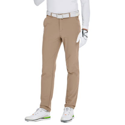 GoPlayer男秋冬彈力腰高爾夫長褲(卡其)