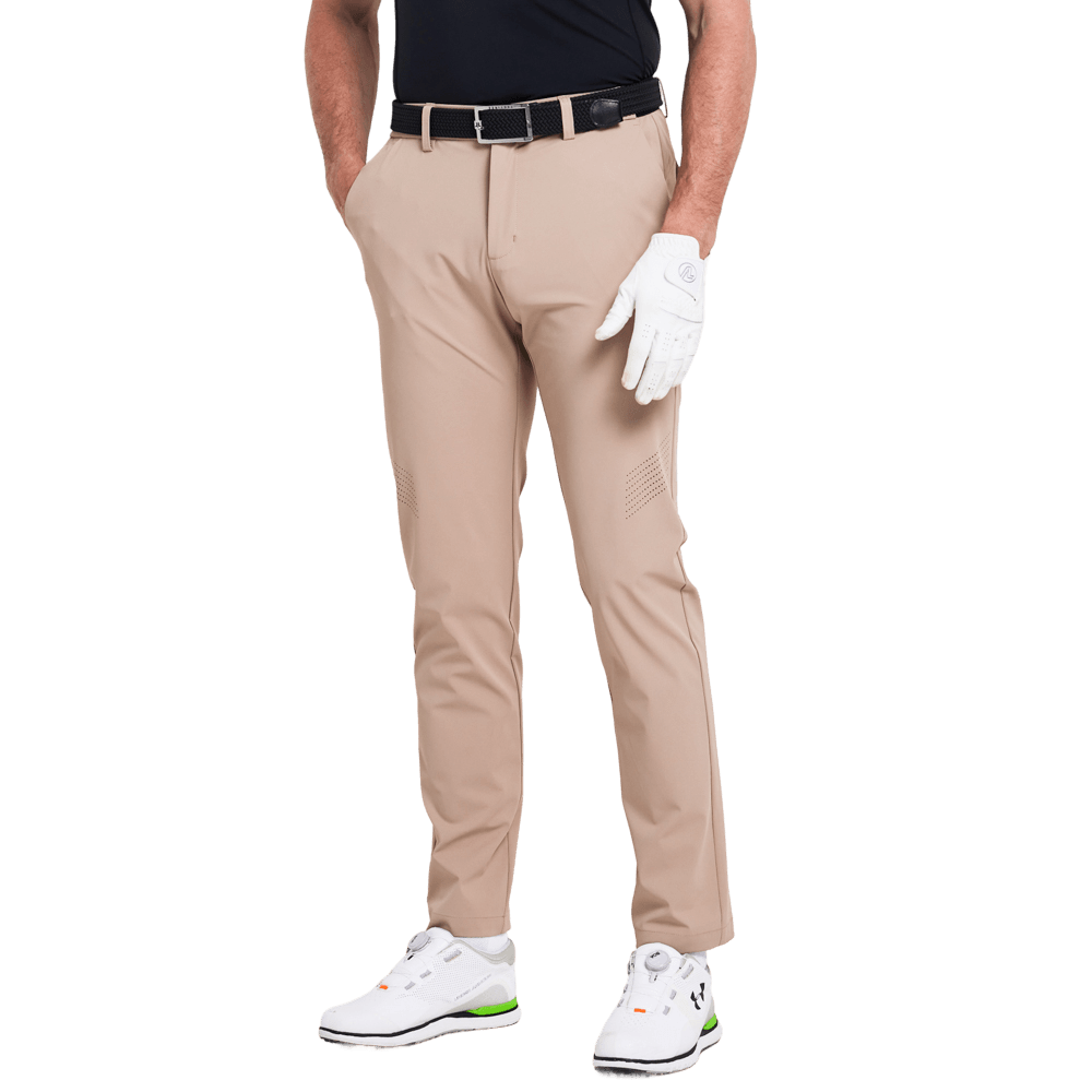 GoPlayer男彈性斜紋高爾夫長褲(卡其)