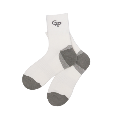 GoPlayer男竹炭氣墊中筒運動襪白