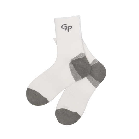GoPlayer男竹炭氣墊中筒運動襪白