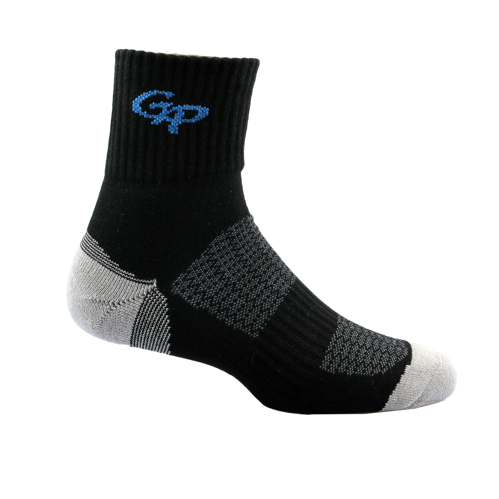 GoPlayer Men's Bamboo Charcoal Air Cushion Mid Tube Sports Socks Black