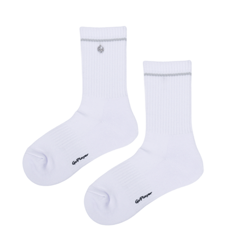 GoPlayer Women's Golf Cushion Antibacterial Mid-Calf Socks (White)