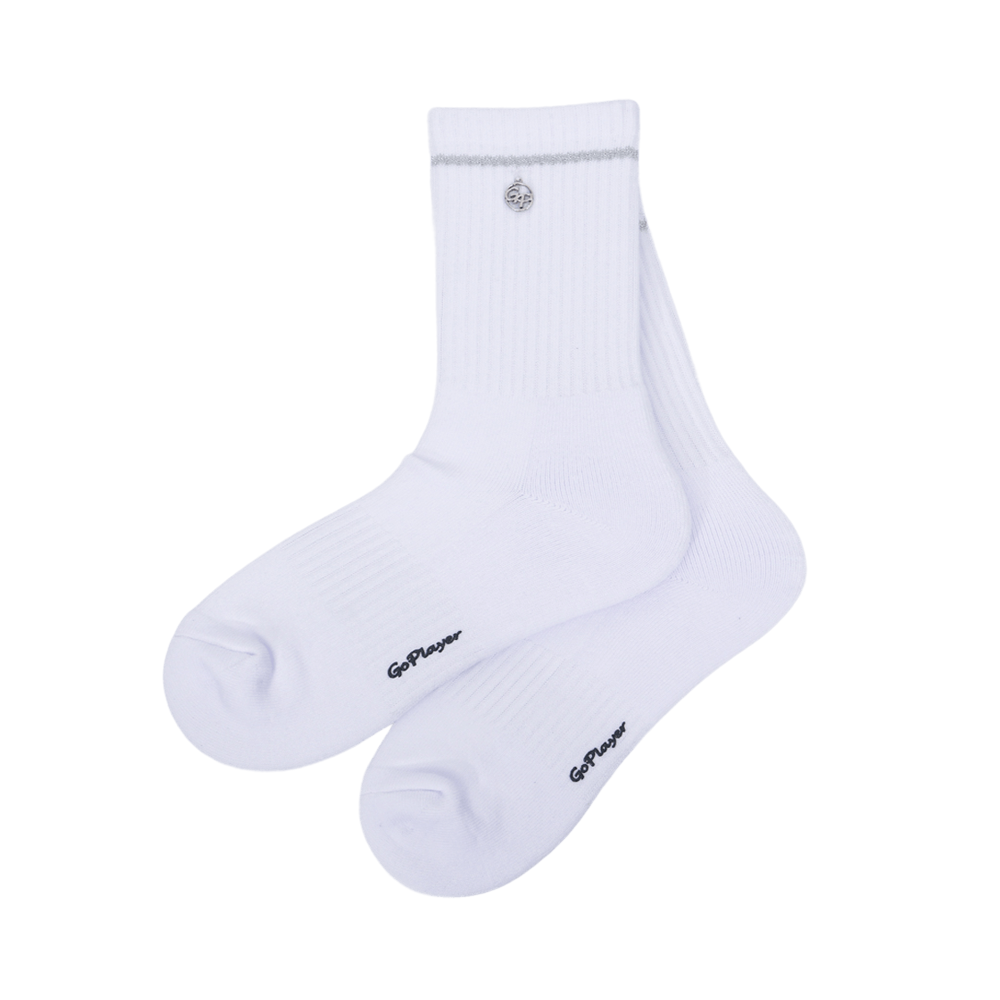 GoPlayer女高爾夫氣墊抗菌中筒襪(白)