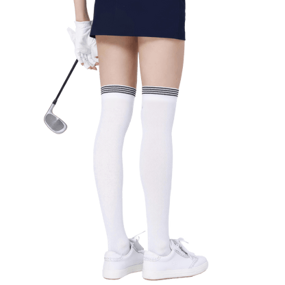 GoPlayer レディース ニーストッキング (竹炭ホワイト ブラック)