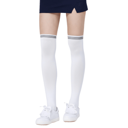 GoPlayer レディース ニーストッキング (竹炭ホワイト ブラック)