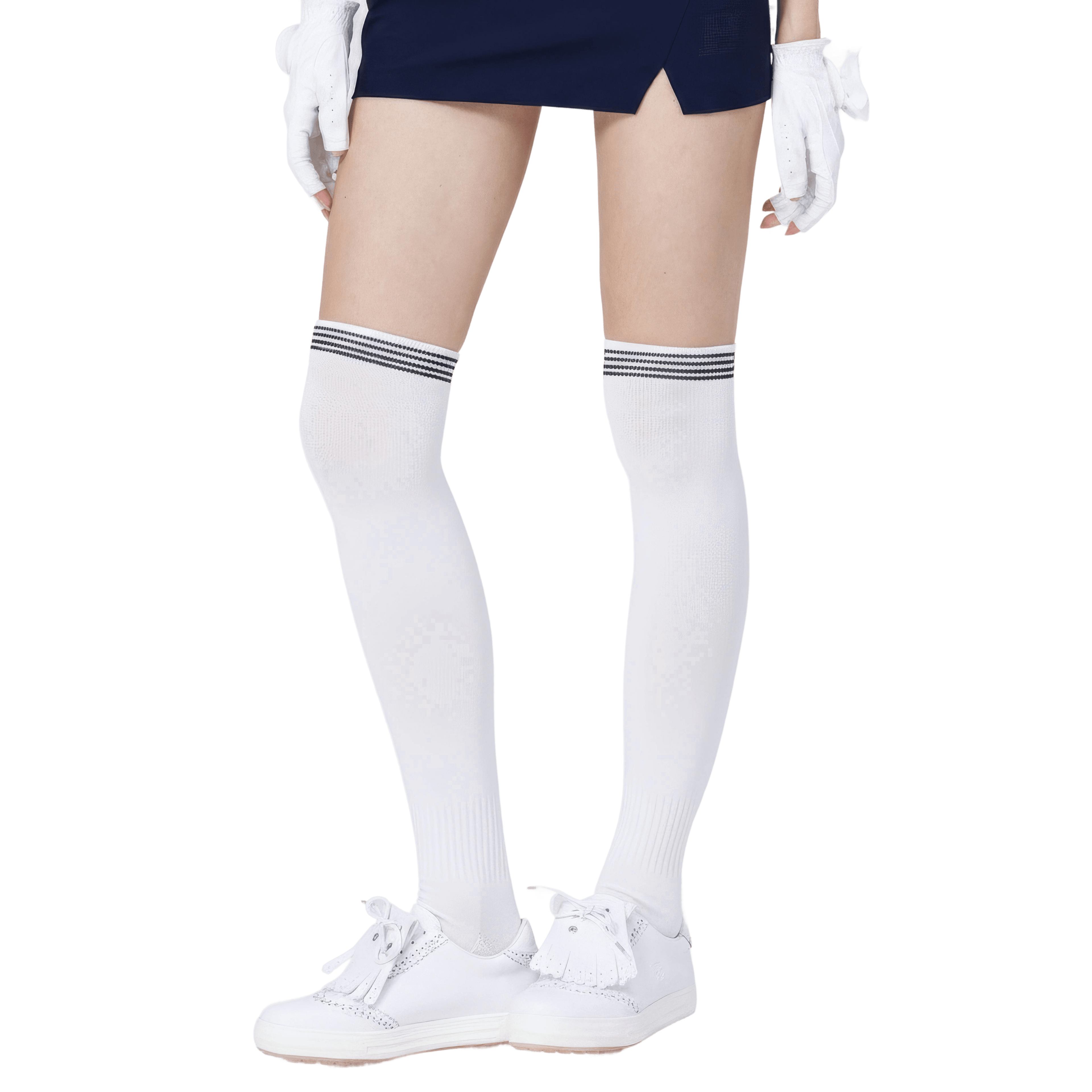 GoPlayer女膝上長筒襪(竹炭白黑)