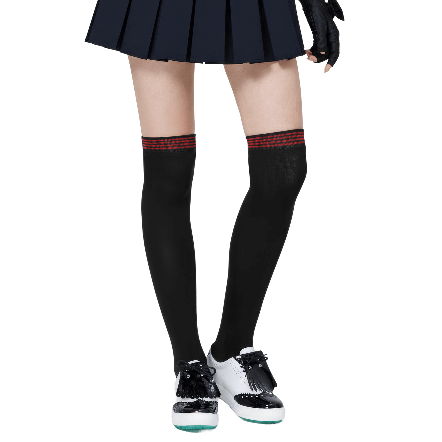 GoPlayer レディース ニーストッキング (竹炭ブラックレッド)