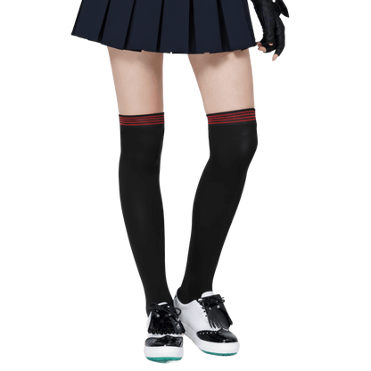 GoPlayer レディース ニーストッキング (竹炭ブラックレッド)