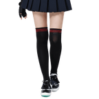 GoPlayer女膝上長筒襪(竹炭黑紅)